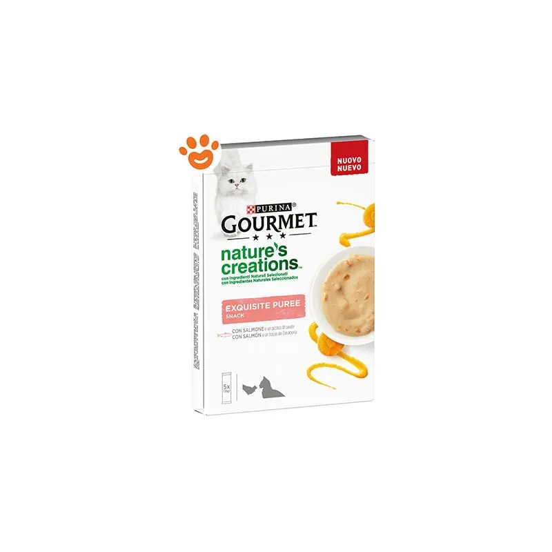  - Cat Gourmet Nature Creations Exquisite Puree con Salmone e Carote - Confezione da 5x10 Gr