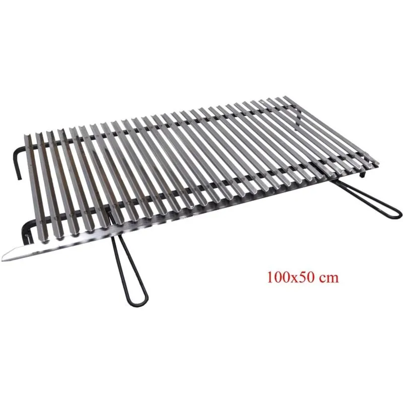 Fonderia Bongiovanni - Graticola in acciaio, griglia inox per barbecue con recupero oli + omaggio misure: cm 100x50