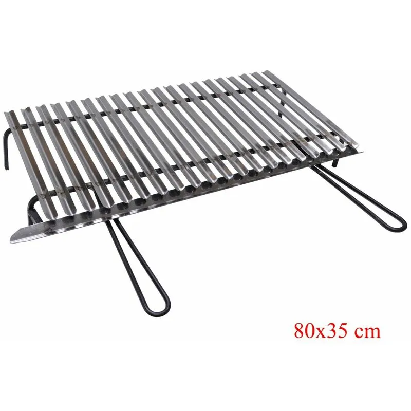 Graticola in acciaio, griglia inox per barbecue con recupero oli + omaggio misure: cm 80x35