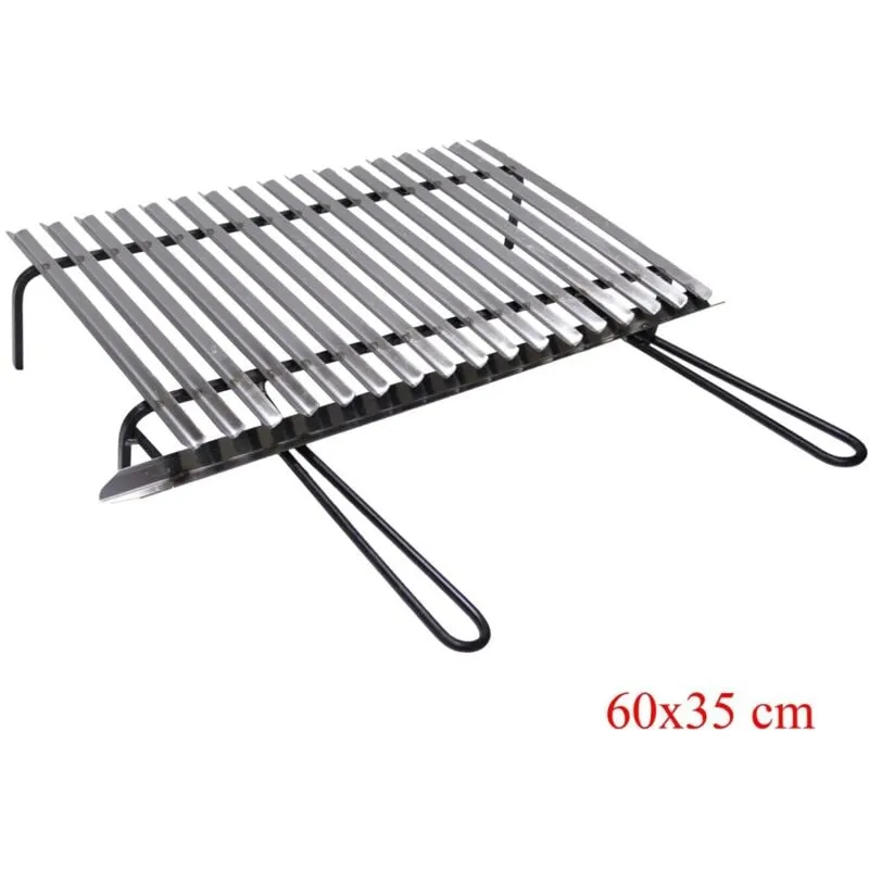 Graticola in acciaio, griglia inox per barbecue con recupero oli + omaggio misure: cm 60x35