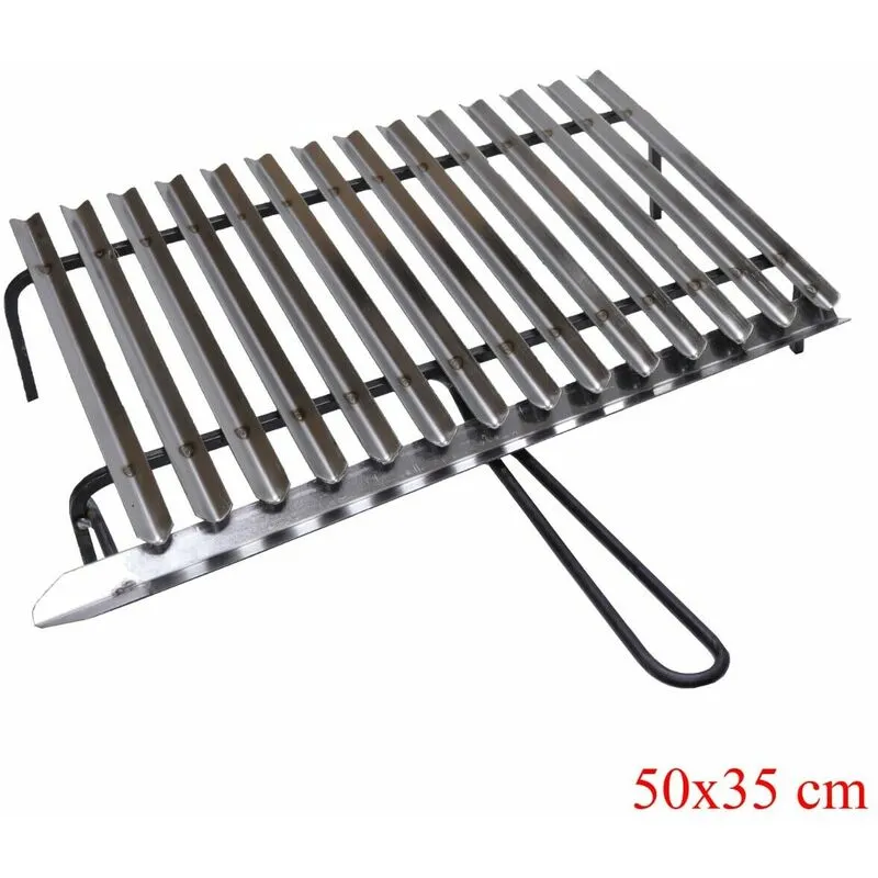 Graticola in acciaio, griglia inox per barbecue con recupero oli + omaggio misure: cm 50x35