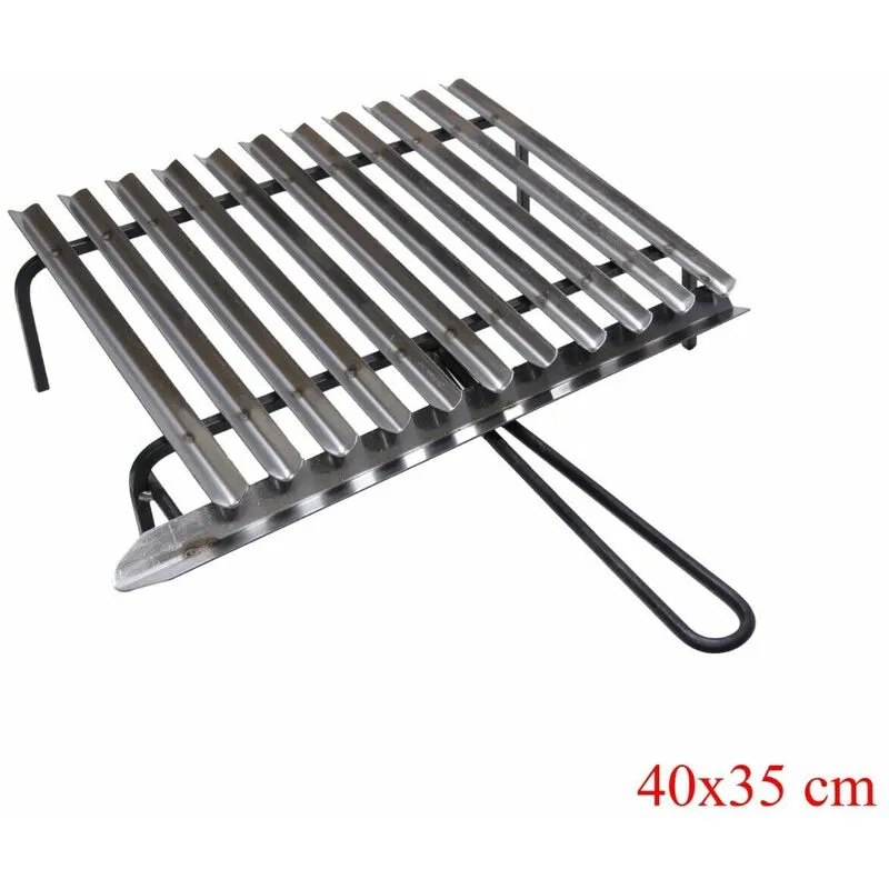 Graticola in acciaio, griglia inox per barbecue con recupero oli + omaggio misure: cm 40x35