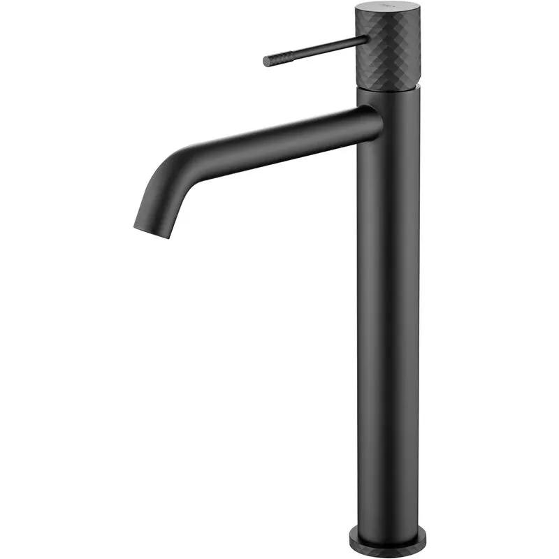 Rubinetto monocomando bocca alta per lavabo realizzato in ottone con tecnologia di apertura a freddo - Rubinetti di alto design Colore Nero Opaco