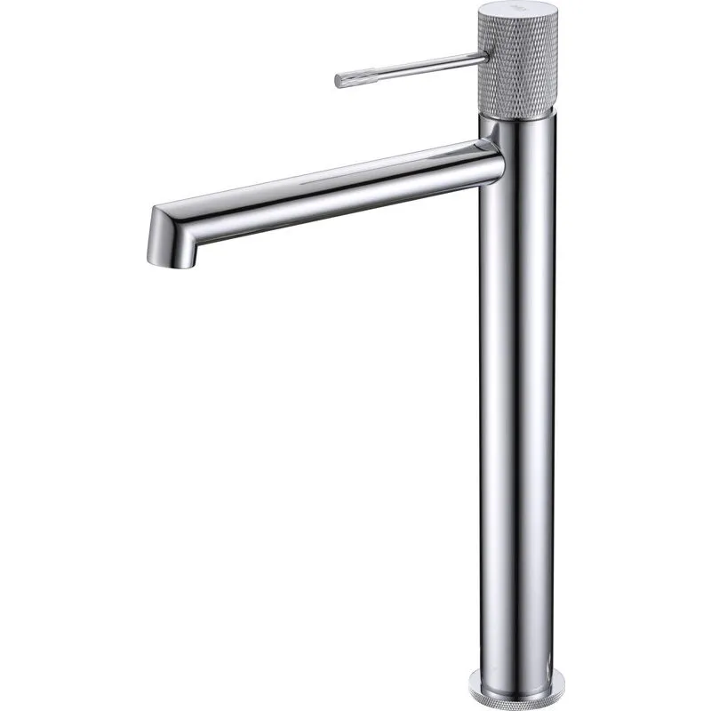 Rubinetto lavabo monocomando con bocca alta, rubinetto bagno alto per acqua calda/fredda, Cromo