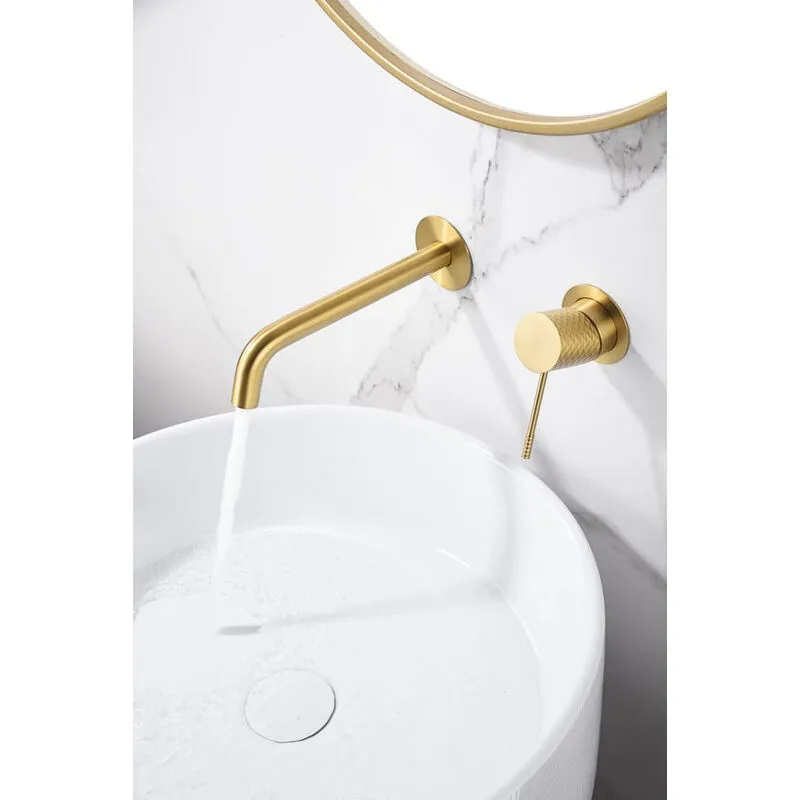 Mice Collection - Rubinetto monocomando da incasso per lavabo in ottone per acqua calda/fredda - Rubinetto da bagno da incasso per lavello Colore Oro