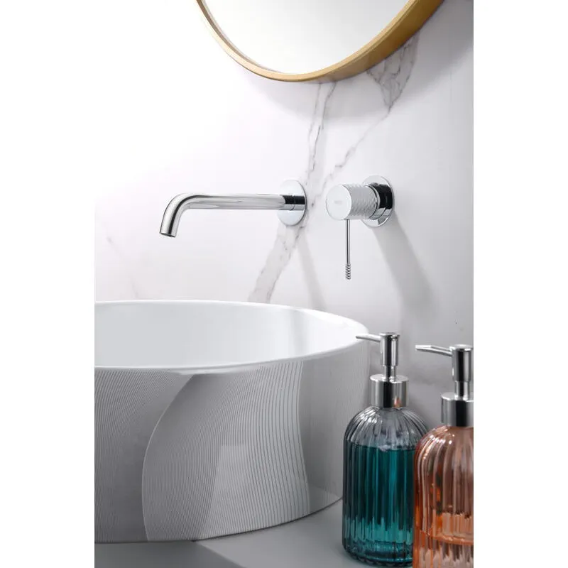 Mice Collection - Rubinetto lavabo monocomando da incasso in ottone per acqua calda/fredda - Rubinetto bagno da incasso per lavello Colore Cromo