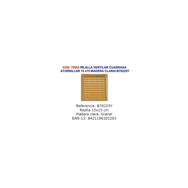 Mibricotienda - Griglia di ventilazione da avvitare brinox 15 x 15 legno chiaro B70225Y