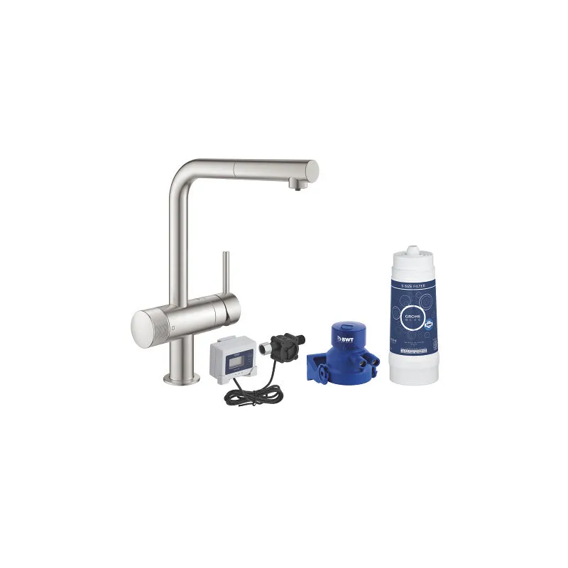  - Miscelatore lavello Canna Estraibile Acqua Depurata - Blue Pure Colore: Inox Spazzolato