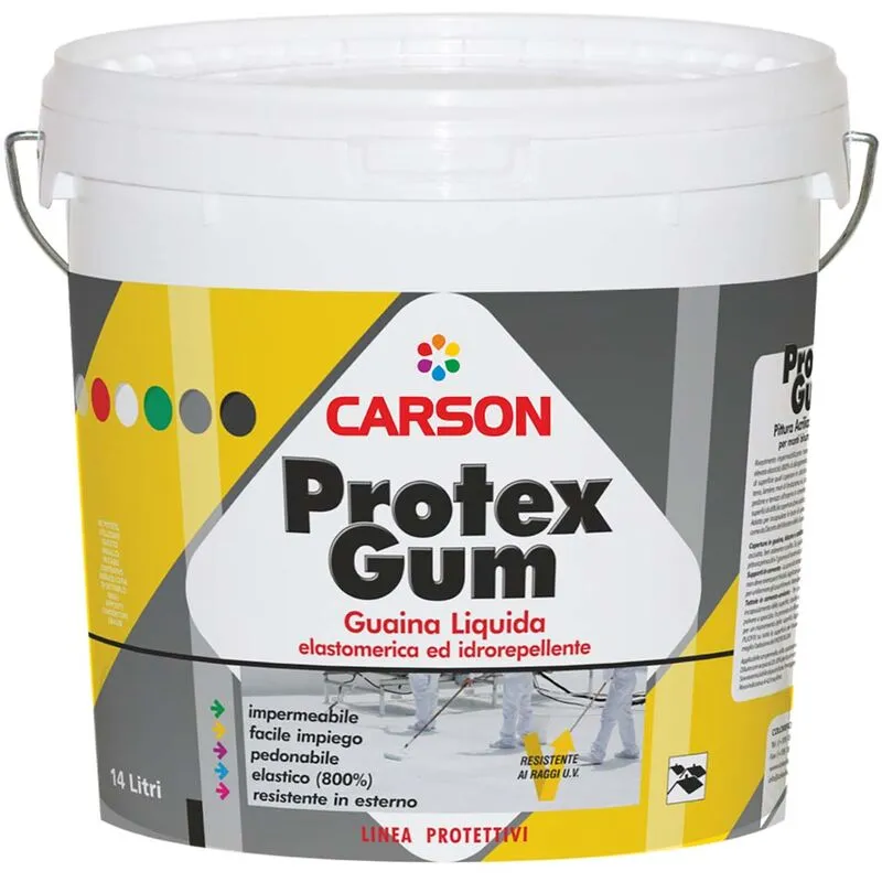 Guaina liquida impermeabilizzante elastomerica tetti terrazze Carson Protexgum Colore Rosso - Lattaggio 14 lt