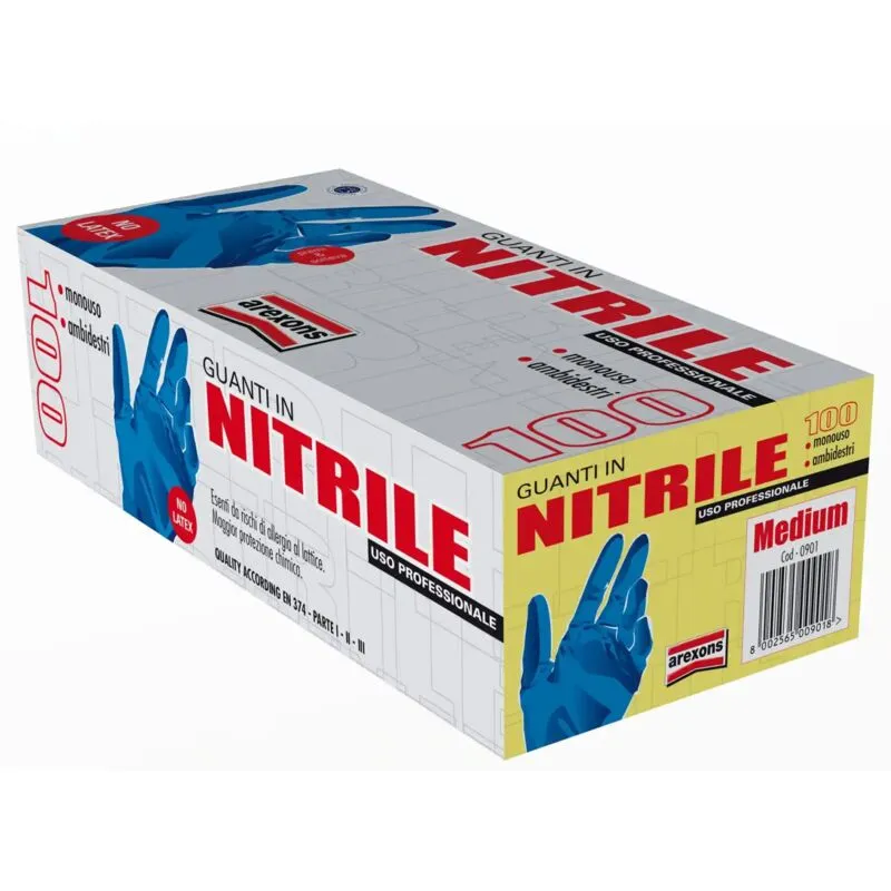 Guanti in Nitrile Monouso Ambidestri Taglia xl Confezione 100 Pezzi Blu