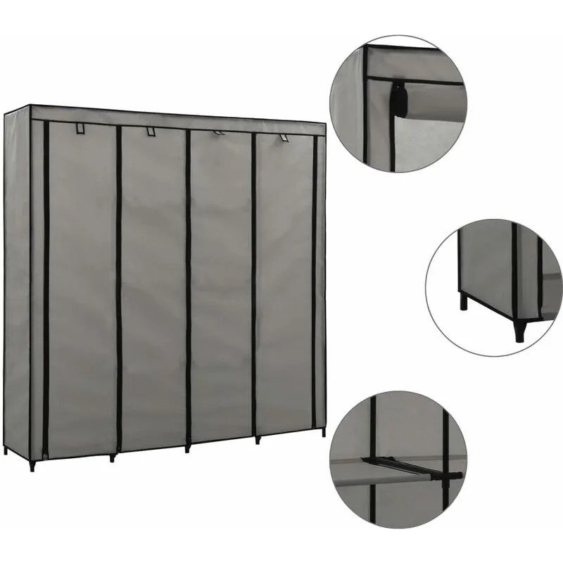 Guardaroba con 4 Scomparti Grigio 175x45x170 cm Vidaxl 42723