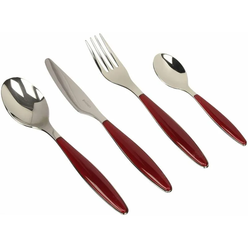 Feeling Set 24 Pezzi Posate, ABS/Plastica/Stainless steel aisi 304 18/10, Stainless steel aisi 410 (knife), Rosso Trasparente, 7.5x15.8x25.5 cm, 24