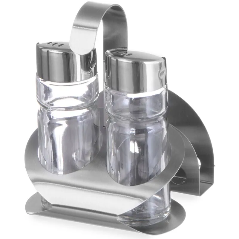 Set spezie sale e pepe con portatovaglioli in acciaio inox Hendi 465318