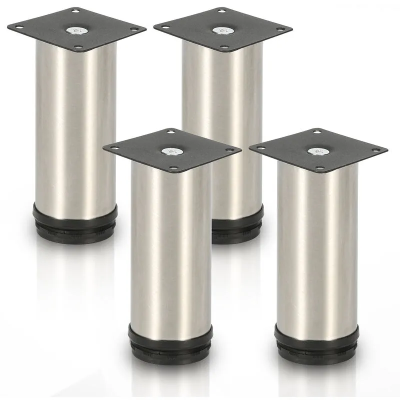 4x piedini per mobili piedini per mobili piedino in acciaio inox diametro 40 mm altezza 200 mm nero Altezza regolabile - Hengda