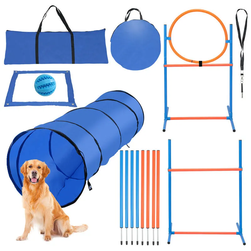 5 in 1 Set per l'addestramento all'agilità del cane con tunnel. box di pausa. ring per il salto. barre per lo slalom - Hengda