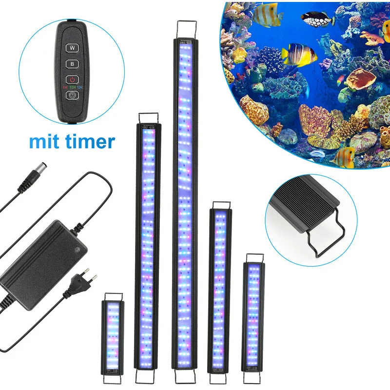 Hengda - Acquario a led. illuminazione regolabile a spettro completo rgb per piante d'acquario d'acqua dolce. 107-130 cm