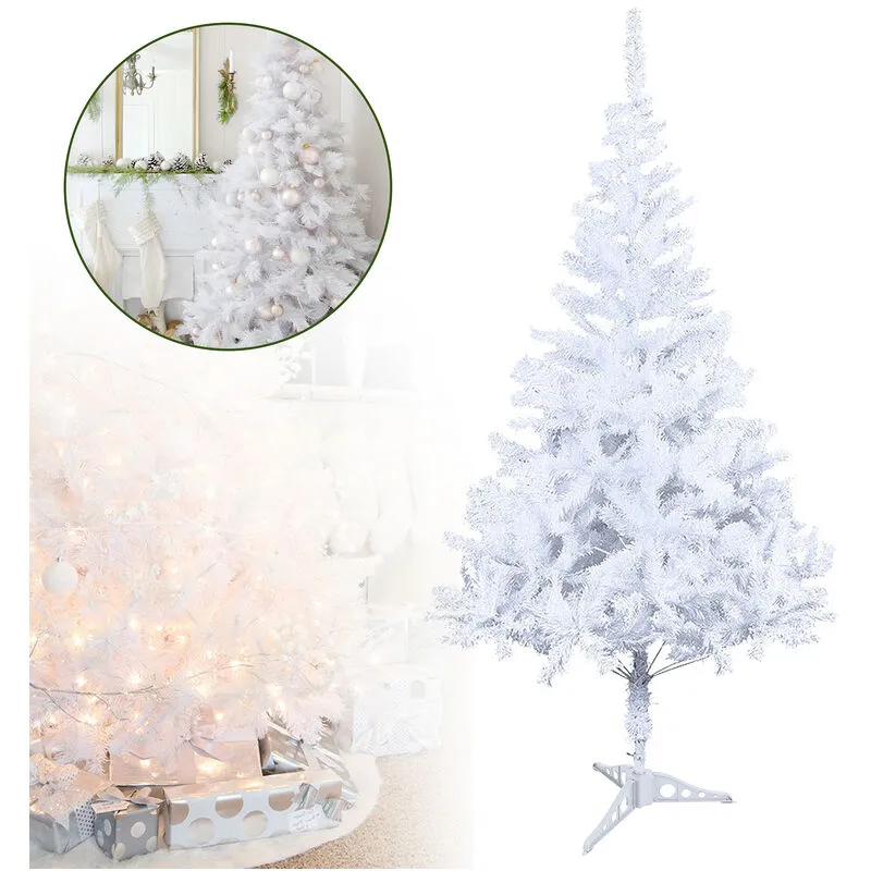 Albero di Natale artificiale 180 rami Pigne in pvc bianco 120 cm - Hengda