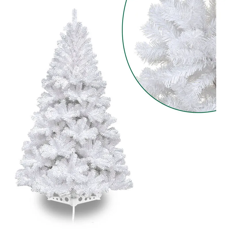 Albero di Natale. Albero artificiale extra folto. Albero effetto reale in pvc. Bianco.180 rami. Altezza cm 120 - Hengda