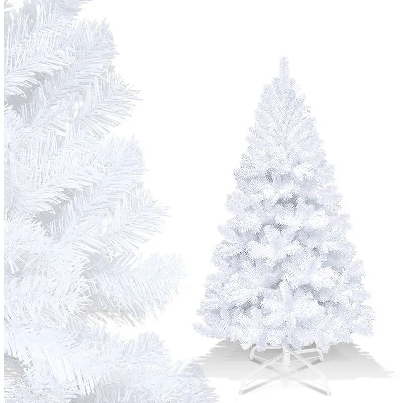 Albero di Natale artificiale Decorazione natalizia riutilizzabile con supporto in metallo per decorazioni per feste di Natale 150 cm Bianco - Hengda