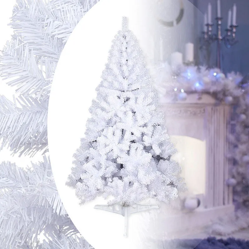 Albero di Natale Decorazione natalizia Albero artificiale con supporto Materiale artificiale in pvc Bianco 120cm - Hengda