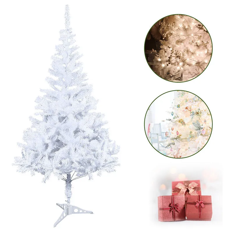 Albero di Natale Albero di Natale artificiale per decorazioni natalizie Materiale pvc con supporto in metallo 120 cm bianco - Bianco - Hengda