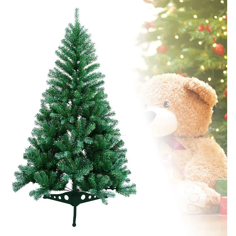 Albero di Natale per interni ed esterni Supporto per albero di Natale in abete Decorazione natalizia in pvc 120 cm Verde - Verde - Hengda