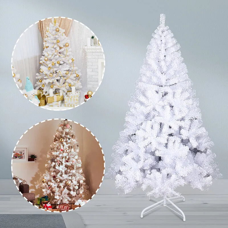 Albero di Natale artificiale 650 rami di pigna in pvc bianco 180 cm - Hengda