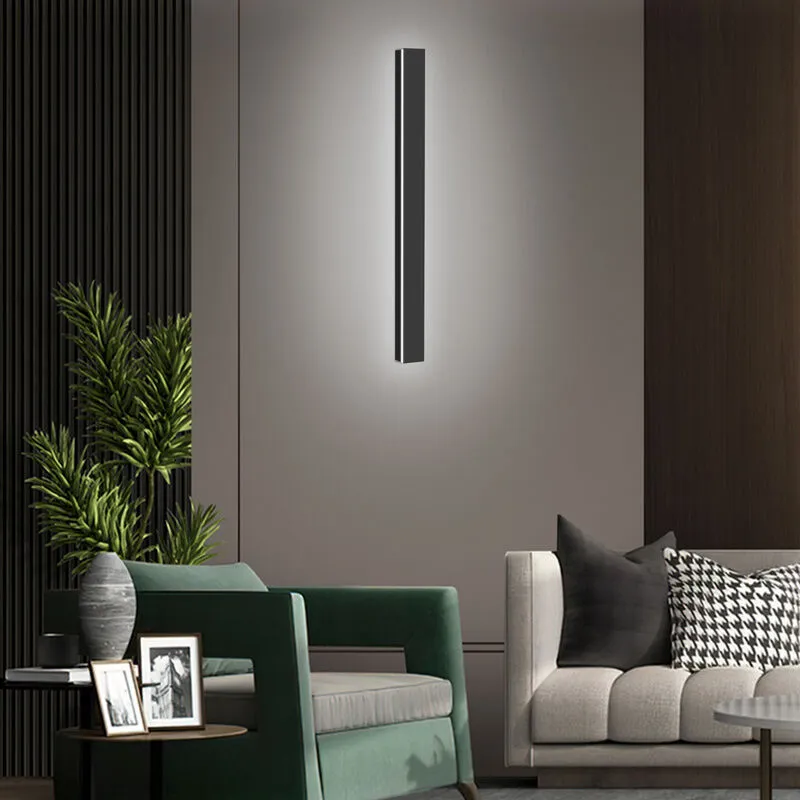 Applique led lineare integrata Applique led Lampada da parete per scale esterne guardaroba 80cm 18W Bianco freddo - Nero - Hengda