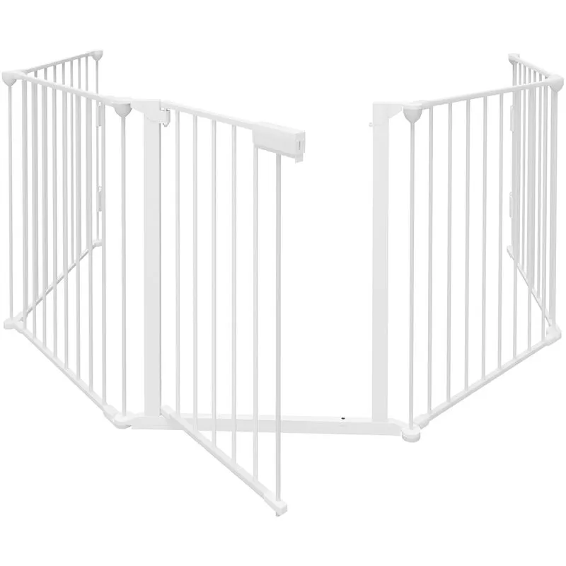 Hengda Cancello di sicurezza con 5 lame bianco 310x75cm per animali bambino Griglia di protezione Camino Firewall Safety Gate