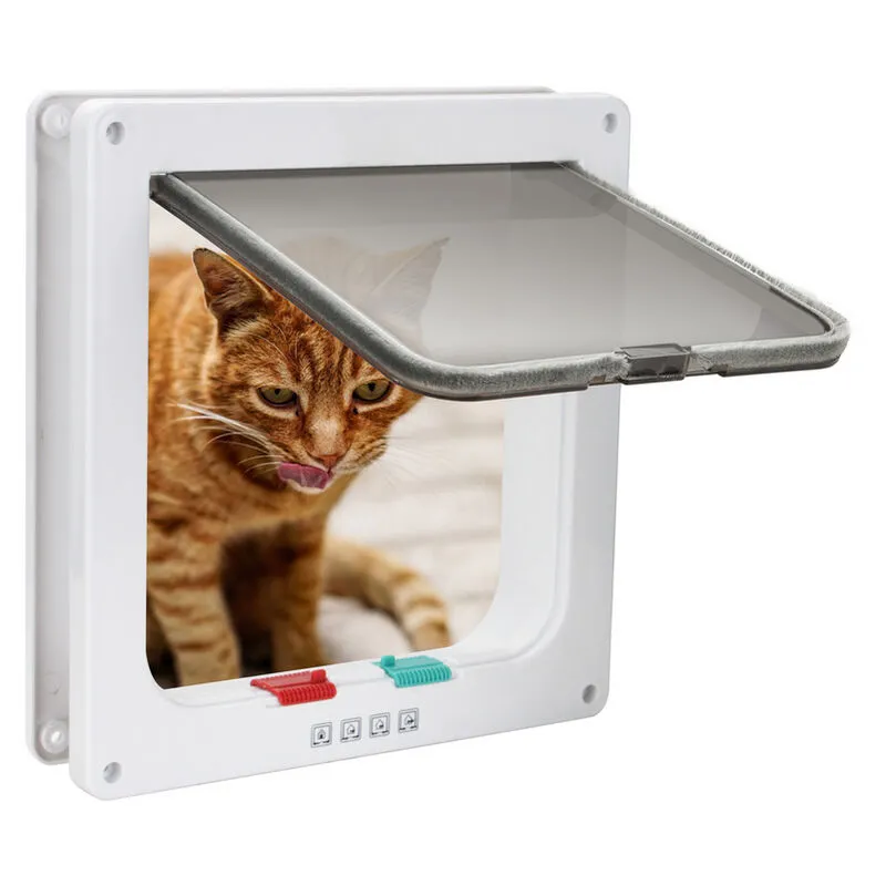 Hengda - Cane Gatto Flap 4-Way Pet Flap Gatto Flap con tunnel 19.2x20cm