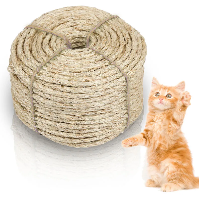 Hengda Corda di sisal guinzaglio albero per gatti corda naturale scala per gatti albero per gatti versch. Lunghezze 2500x0.6CM