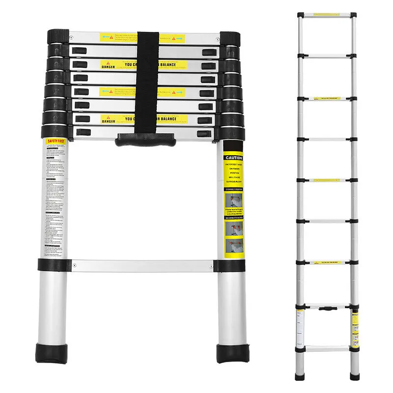 Escalera telescópica hasta 150 kg Escalera multifunción estable de aluminio 2.6 m - Hengda