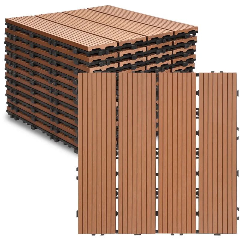 Tolletour - Hengda Piastrelle per Pavimenti da Esterno Piastrelle per Terrazze in wpc 30x30 cm Set di 11 Pezzi per 1m ² Marrone con Aspetto Legno