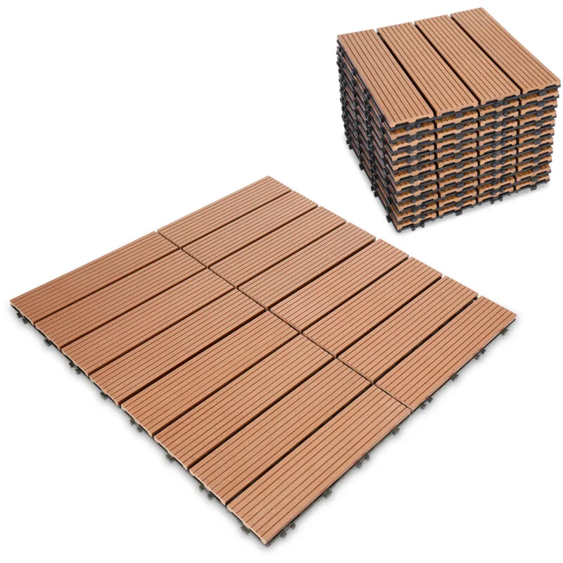 Hengda - Piastrelle per Pavimenti da Esterno Piastrelle per Terrazze in wpc 30x30 cm Set di 22 Pezzi per 2m ² Marrone con Aspetto Legno Piastrelle da