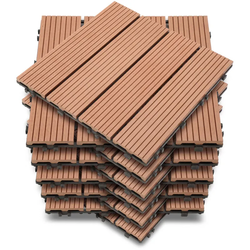 Hengda - Piastrelle per Pavimenti da Esterno Piastrelle per Terrazze in wpc 30x30 cm Set di 33 Pezzi per 3m ² Marrone con Aspetto Legno Piastrelle da