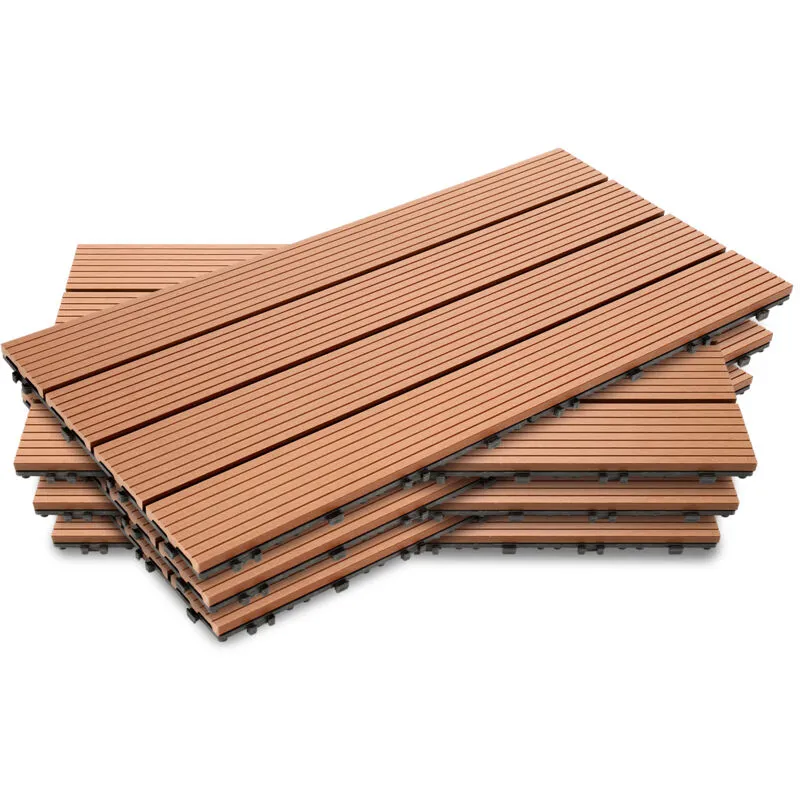 Hengda - Piastrelle per Pavimenti da Esterno Piastrelle per Terrazze in wpc 30x30 cm Set di 6 Pezzi per 1m ² Marrone con Aspetto Legno Piastrelle da