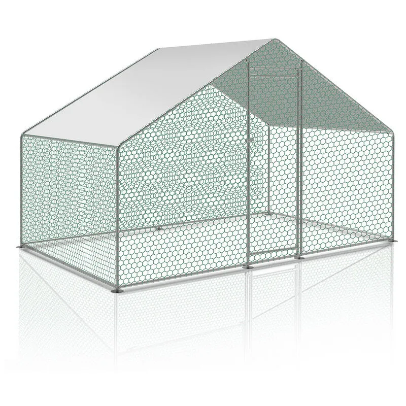 Hengda - Poulailler 3x2x2 m Enclos xl avec serrure enclos extérieur en acier galvanisé pour petits animaux poules cage à oiseaux petits