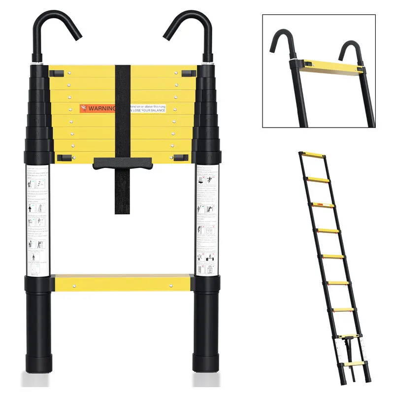 Scala telescopica 2.6 m fino a 150 kg Stabile scala multiuso in alluminio Con pulsante di sblocco on - Hengda