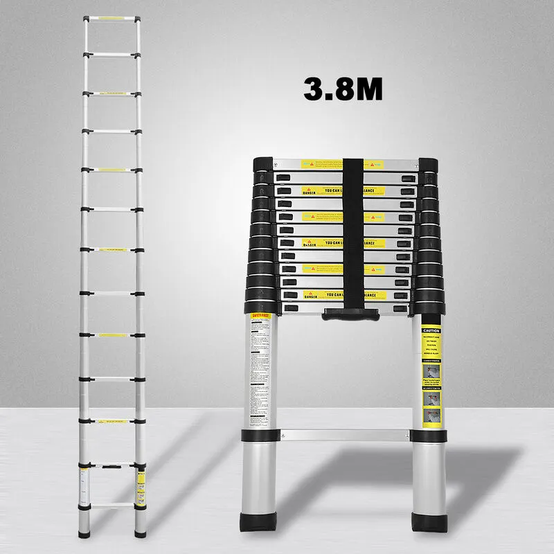 Hengda - Scala telescopica ad estensione fino a 150 kg Stabile scala a pioli in alluminio 3.8 m