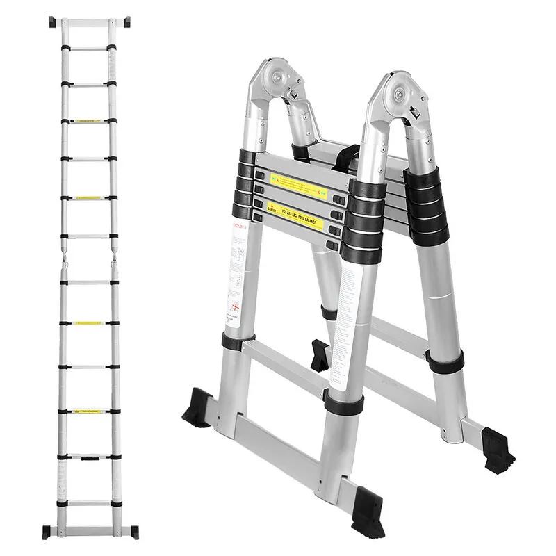 Hengda - Scala telescopica. scala a pioli. scala multiuso. scala pieghevole fino a 150 kg. scala multifunzionale 1.9 + 1.9 m. 3.8 m