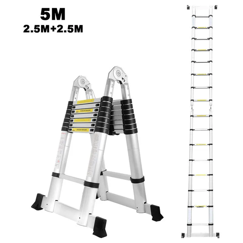 Hengda - Scala telescopica. scala a pioli. scala multiuso. scala pieghevole fino a 150 kg. scala multifunzione 2.5+2.5 m. 5 m