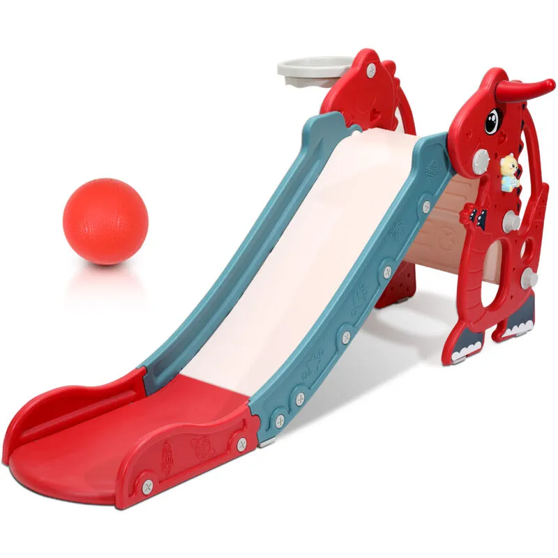 Scivolo per bambini baby 145 cm scivolo da giardino 4 in 1 scivolo basket rosso - Hengda