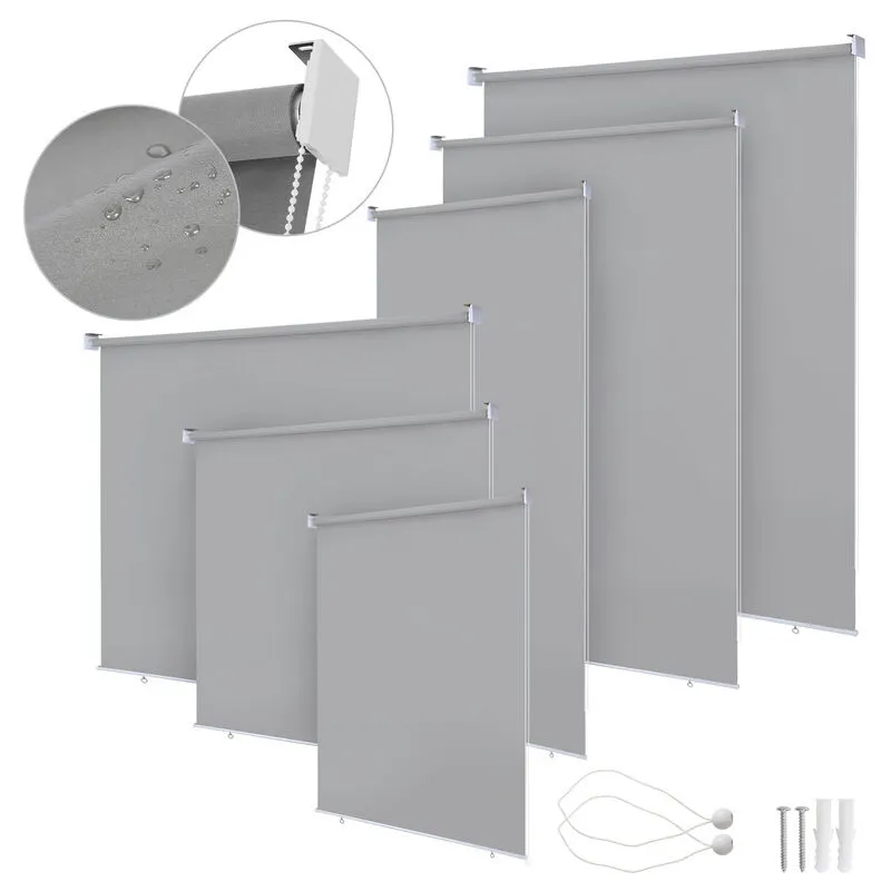 Tenda verticale Tenda da esterno per balcone Tenda a rullo Protezione solare - Schermo retrattile da esterno - 100x240CM Grigio