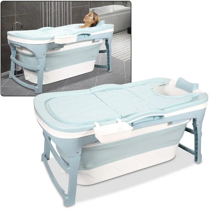 118x 60 x 50 cm Vasca da bagno pieghevole con coperchio e rulli massaggianti. vasca da bagno portatile. blu - Hengda