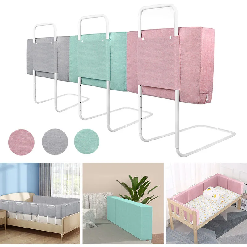 Hengmei - Sponde e barriere anticaduta letto 2x60 cm Barriera da letto per bambini regolabili in tubo d'acciaio anti-fallo regolabile da 40 a 60 cm