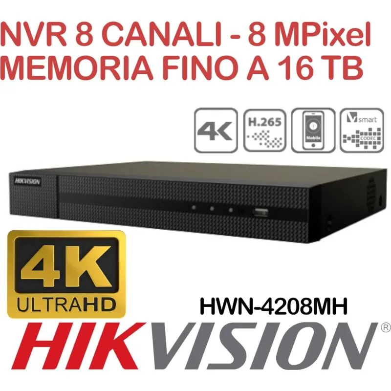 Hikvision - nvr 8CH 4.0 megapixel HWN-4208MH