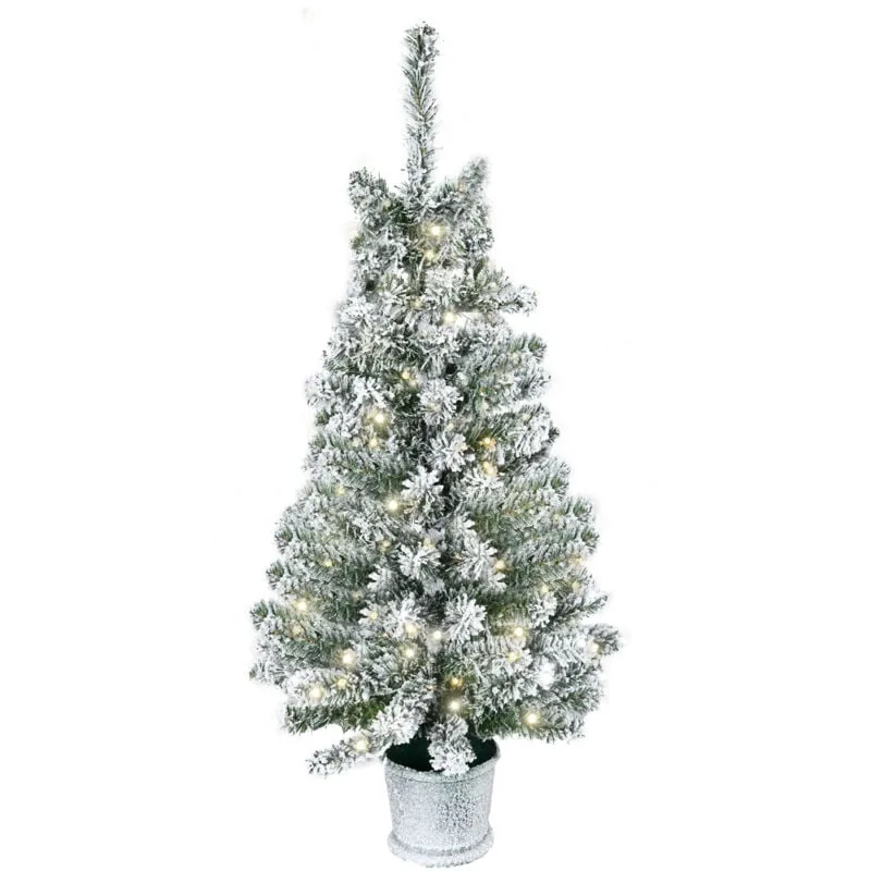 Albero di Natale Innevato Artificiale con 60 Luci led Bianche e 116 Rami - Homcom