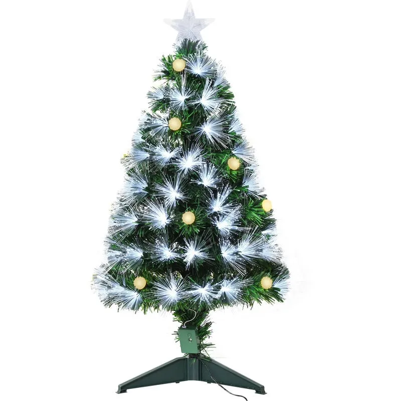 Albero di Natale Pino Artificiale 90cm con Rami 90 Luci e Fibre Ottiche - Homcom