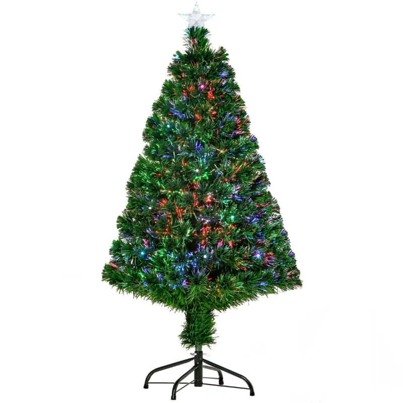 Albero di Natale a Fibre Ottiche 90cm Luminoso con 12 led di 3 Colori - Homcom