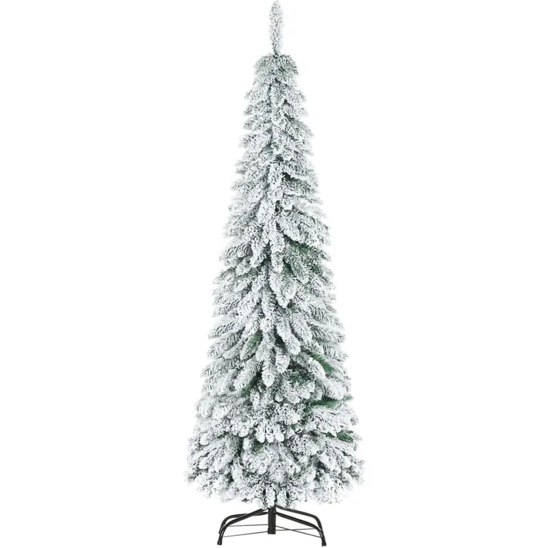 Homcom - Albero di Natale 180cm Innevato per Interni con 523 Rami Base in Acciaio